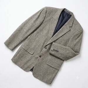Savile Row 100% Silk Basketweave Sport Coat Blazer Jacket Taupe Brown Mens 46L